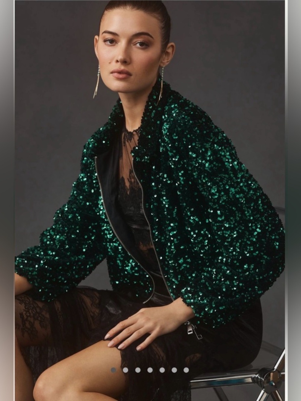 Anthropologie Maeve Green Sequim Bomber jacket - large NWT - Picture 6 of 7